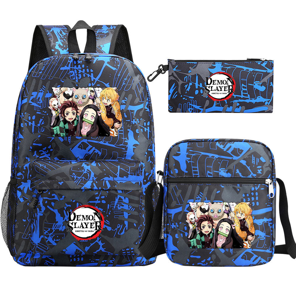 Demon Slayer Demon Slayer Kimetsu No Yaiba Schoolbag Backpack Shoulder Bag Pencil Bag 3pcs set for Kids Students