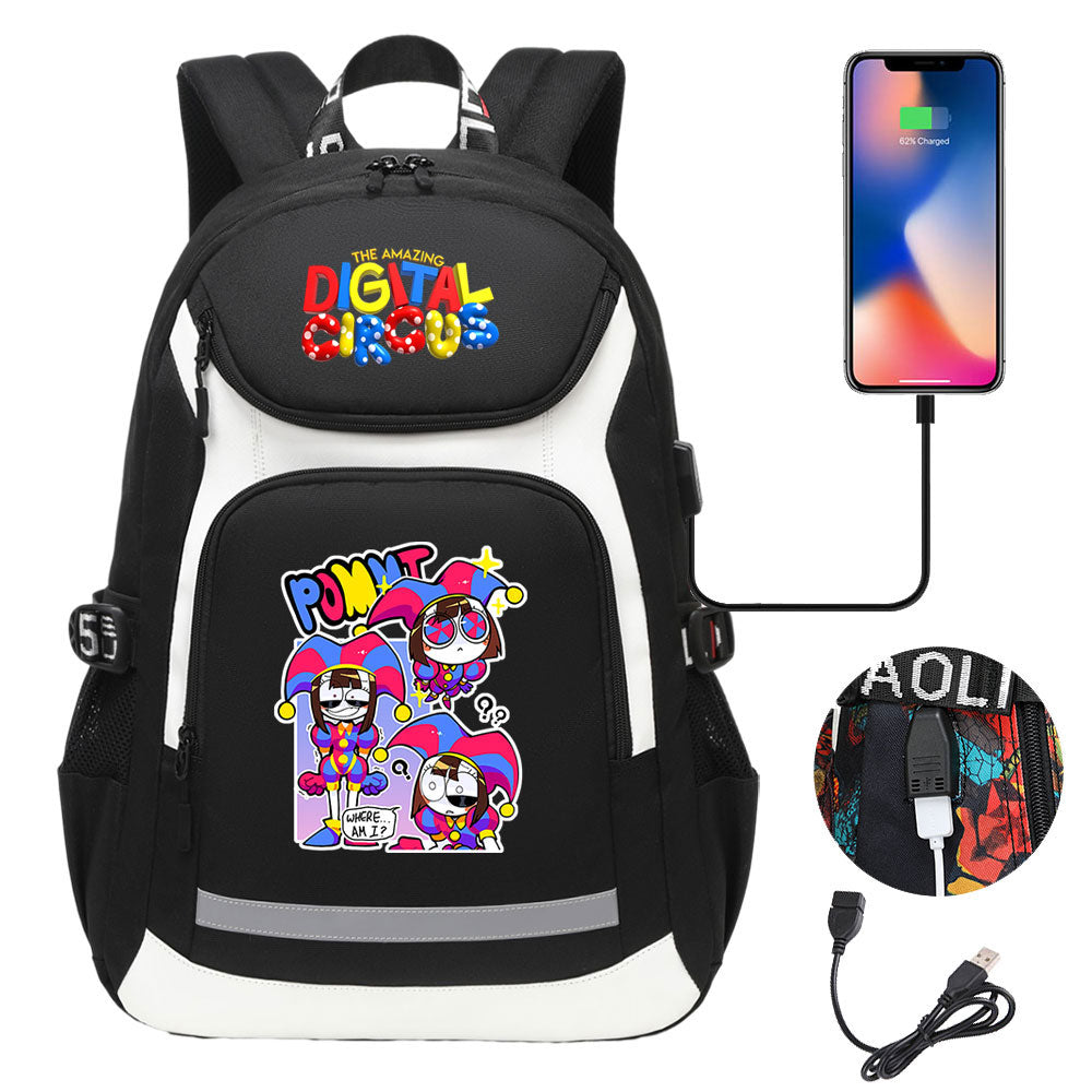 The Amazing Digital Circus USB Charging Backpack School Notebook Travel Bags