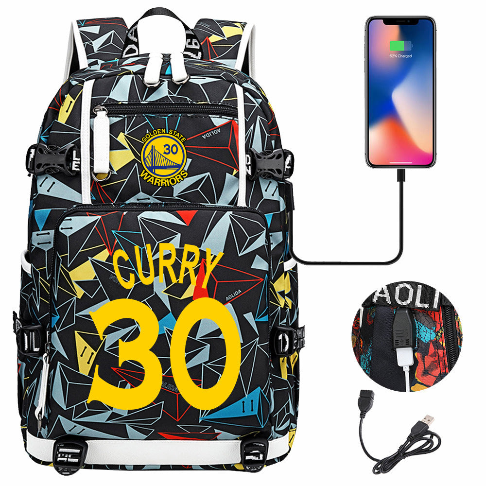 Kobe Black Mamba Curry Bucks USB Charging Backpack School Notebook Travel Bags Basketball Bag