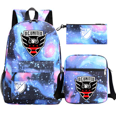 DC United Soccer 3D Printed Schoolbag Backpack Shoulder Bag Pencil Bag 3pcs set for Kids Students