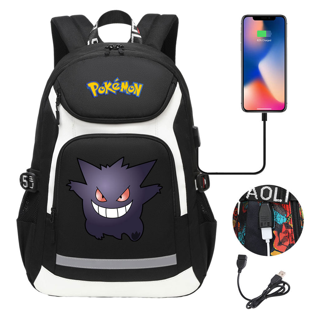 Pikachu USB Charging Backpack School Notebook Travel Bags