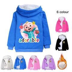 Adorable Coco Sherpa Lined Hoodie Fleece Sweatshirt Full Zip Hooded Jacket for Kids