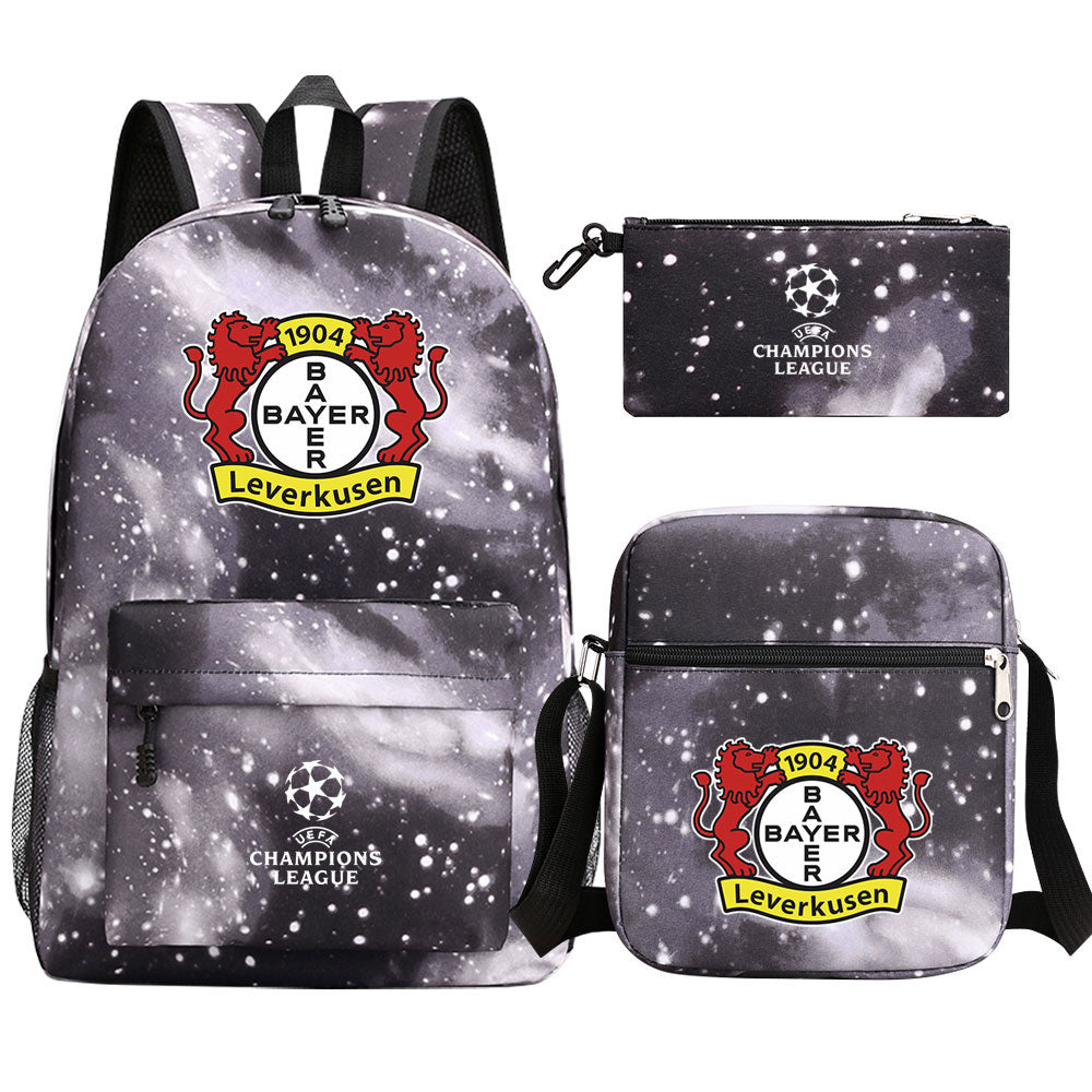 Bayer 04 Leverkusen Football Club Schoolbag Backpack Shoulder Bag Pencil Bag 3pcs set for Kids Students