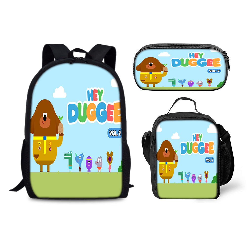 Hey Duggee Backpack Schoolbag Lunch Bag Pencil Bag for Kids Students 3PCS