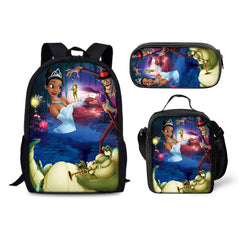 The Princess and the Frog Backpack Schoolbag Lunch Bag Pencil Bag for Kids Students 3PCS