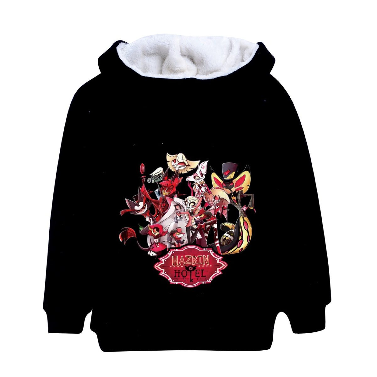 Hazbin Hotel Superstar Sherpa Lined Hoodie Fleece Sweatshirt Full Zip Hooded Jacket for Kids