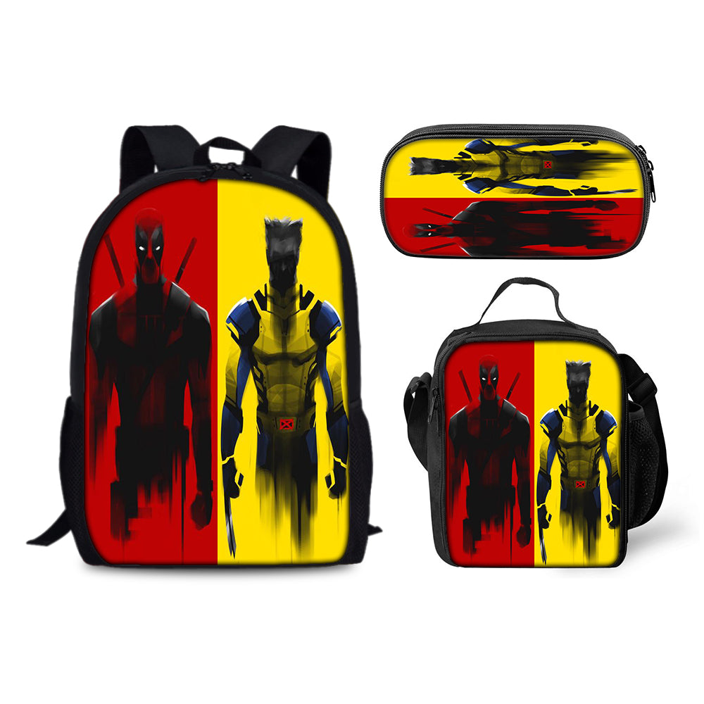 Deadpool and Wolverine Backpack Schoolbag Lunch Bag Pencil Bag for Kids Students 3PCS