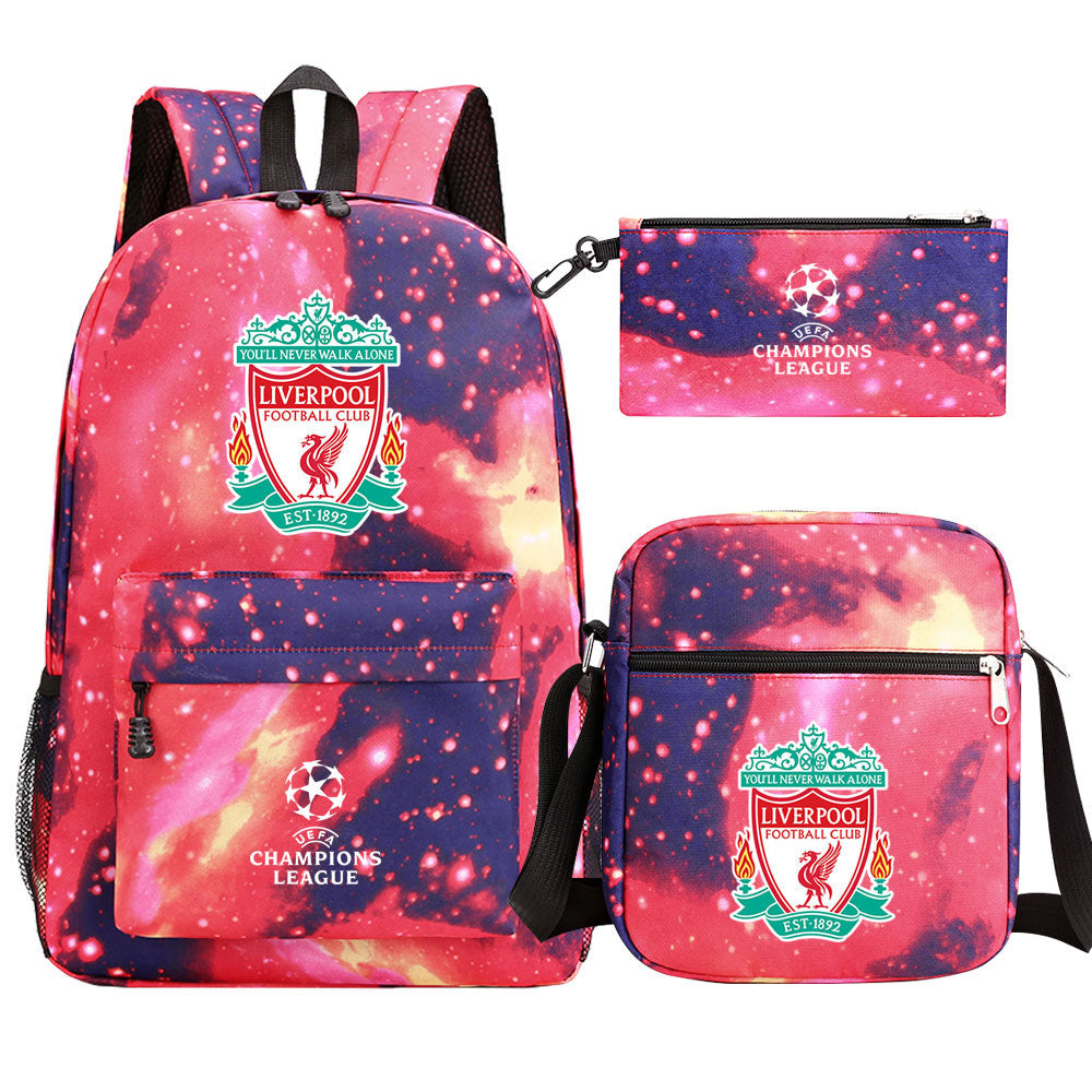 Liverpool Football Club Schoolbag Backpack Shoulder Bag Pencil Bag 3pcs set for Kids Students