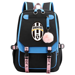 Juventus Football Club Waterproof Backpack School Notebook Travel Bags USB Charging