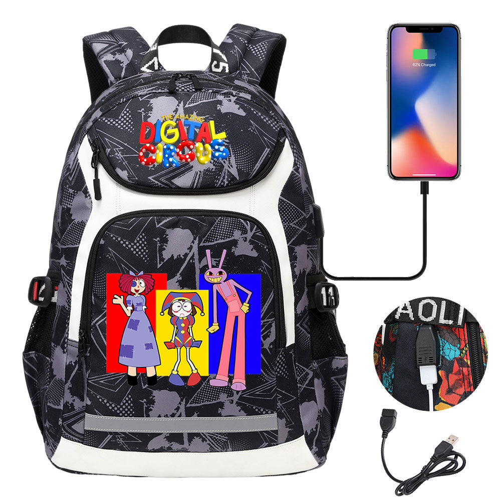 The Amazing Digital Circus USB Charging Backpack School Notebook Travel Bags