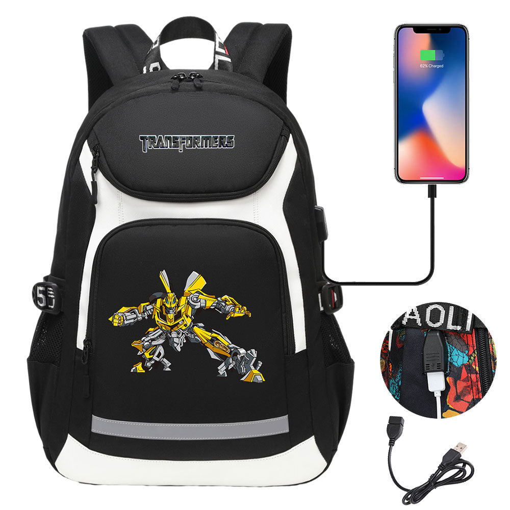 Transformers USB Charging Backpack School Notebook Travel Bags