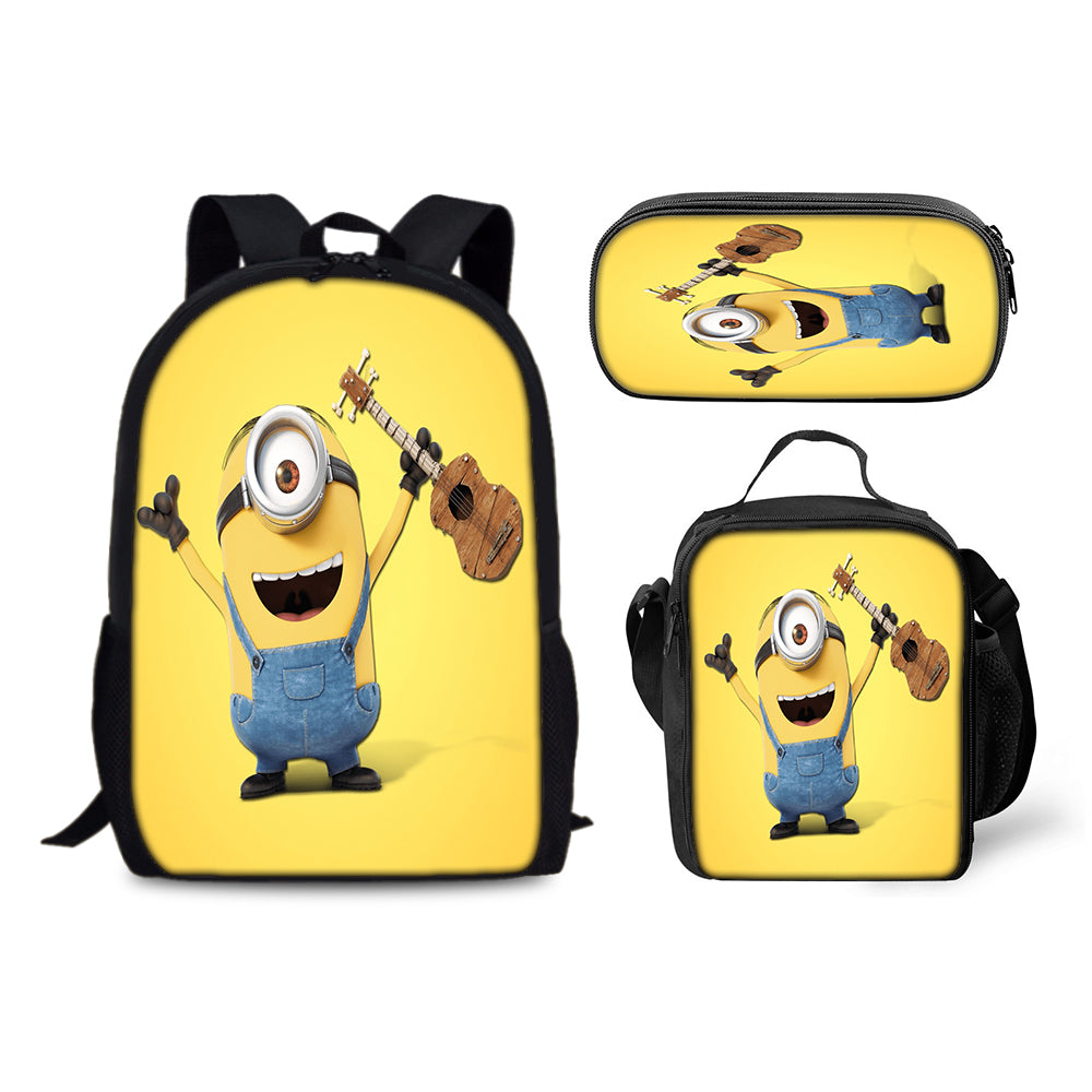 Minions Backpack Schoolbag Lunch Bag Pencil Bag for Kids Students 3PCS