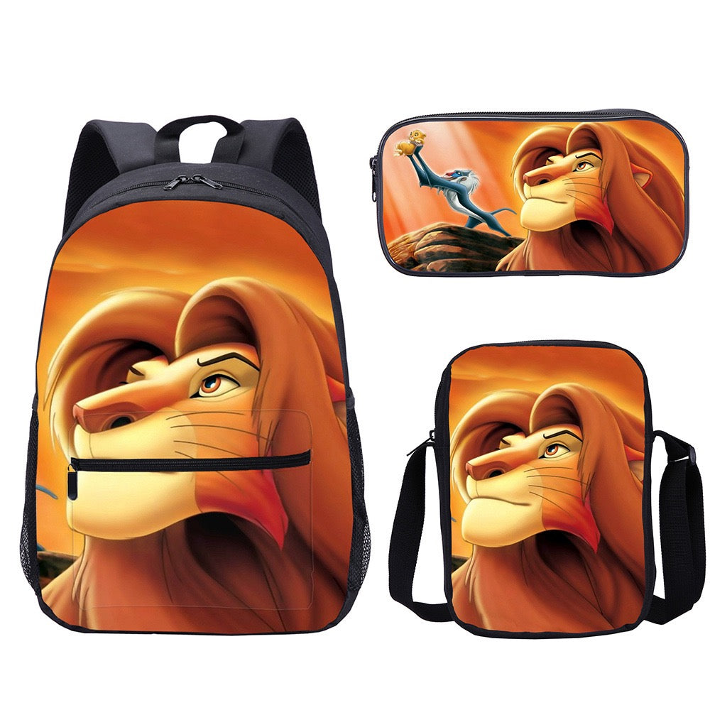 The Lion King Backpack Schoolbag Lunch Bag Pencil Bag for Kids Students 3PCS