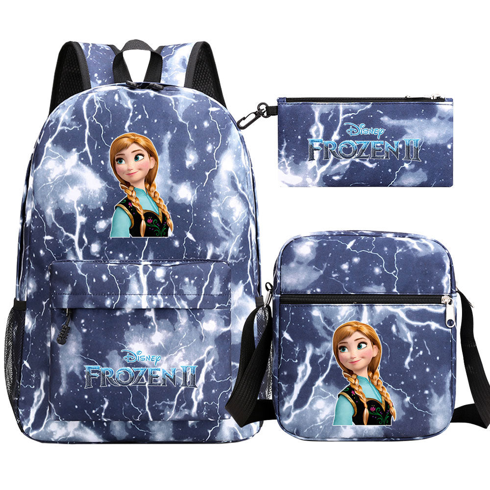 Frozen Elsa Anna Princess  Printed Schoolbag Backpack Shoulder Bag Pencil Bag 3pcs set for Kids Students