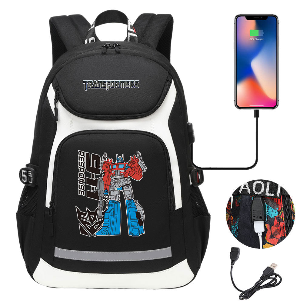Transformers USB Charging Backpack School Notebook Travel Bags