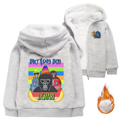 Gorilla Tag Sherpa Lined Hoodie Fleece Sweatshirt Full Zip Hooded Jacket for Kids