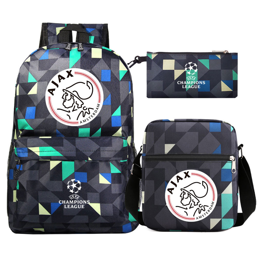 Amsterdamsche Football Club Schoolbag Backpack Shoulder Bag Pencil Bag 3pcs set for Kids Students