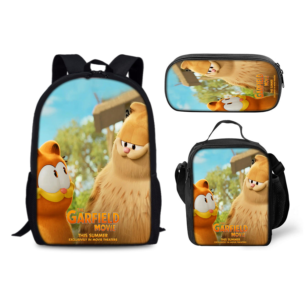 Garfield Backpack Schoolbag Lunch Bag Pencil Bag for Kids Students 3PCS