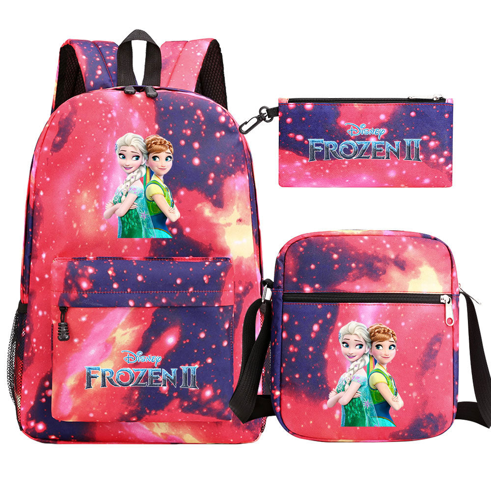 Frozen Elsa Anna Princess  Printed Schoolbag Backpack Shoulder Bag Pencil Bag 3pcs set for Kids Students