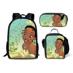 The Princess and the Frog Backpack Schoolbag Lunch Bag Pencil Bag for Kids Students 3PCS
