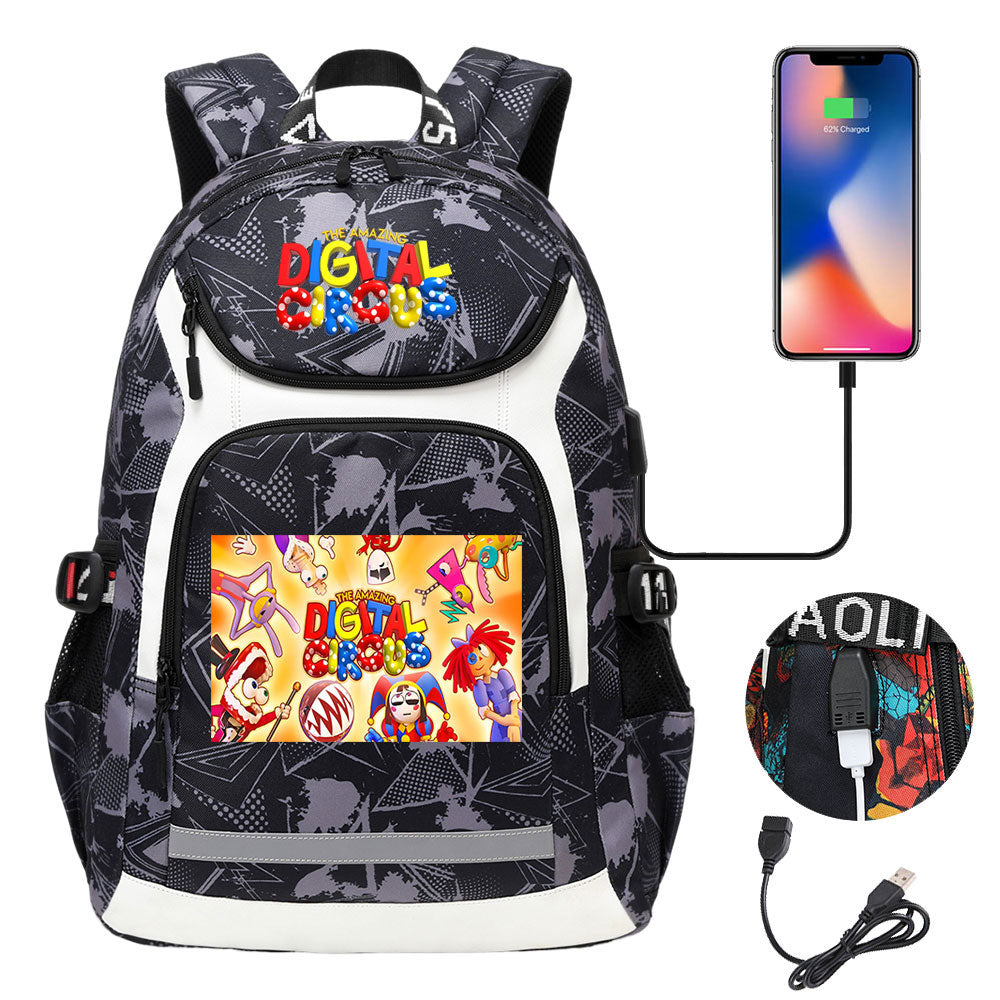 The Amazing Digital Circus USB Charging Backpack School Notebook Travel Bags