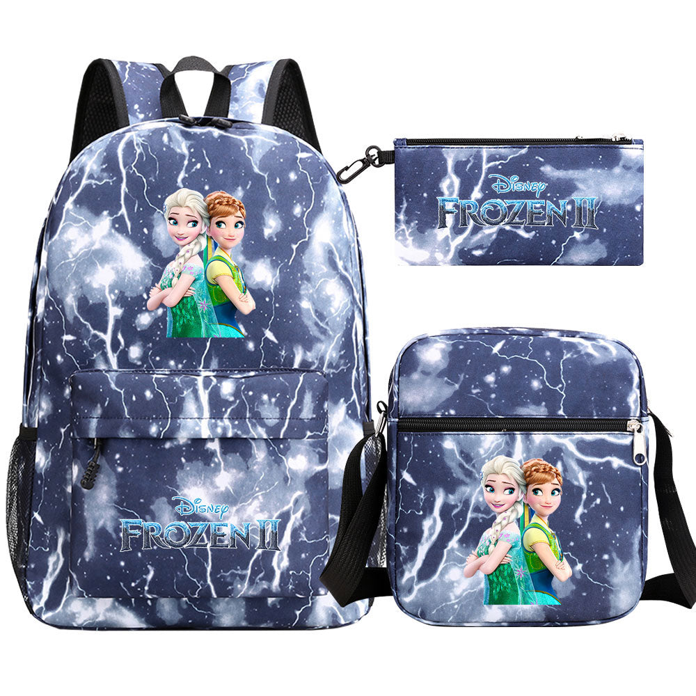 Frozen Elsa Anna Princess  Printed Schoolbag Backpack Shoulder Bag Pencil Bag 3pcs set for Kids Students