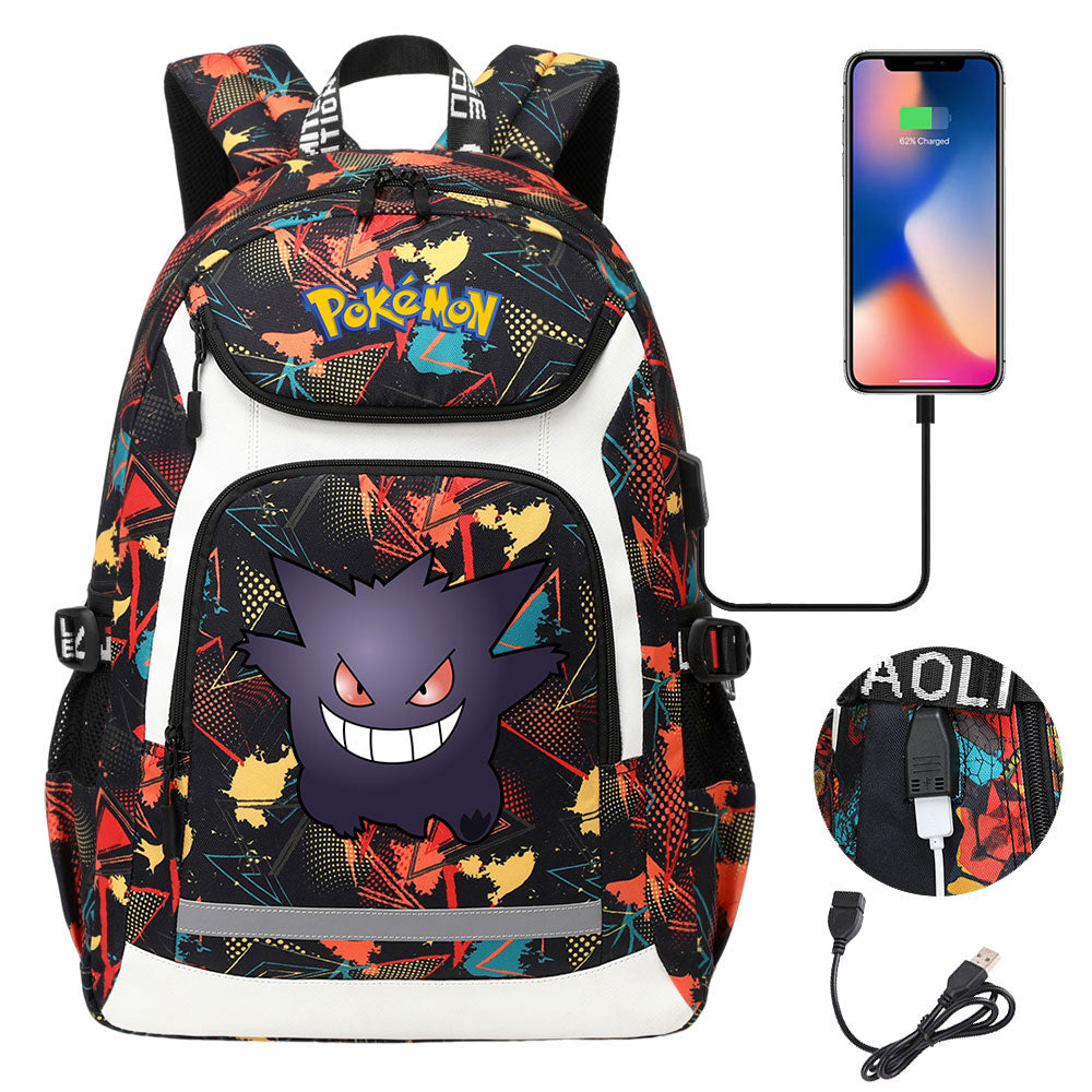 Pikachu USB Charging Backpack School Notebook Travel Bags