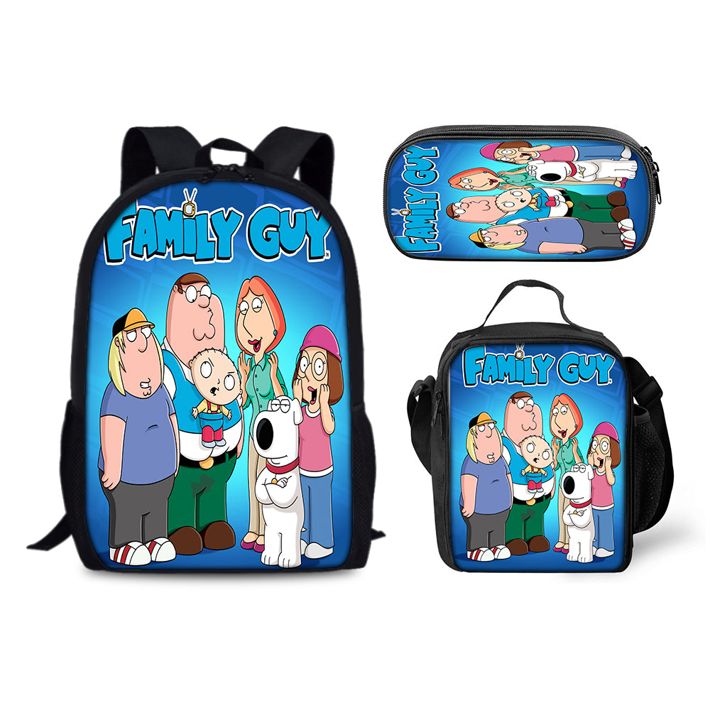 Family Guy Backpack Schoolbag Lunch Bag Pencil Bag for Kids Students 3PCS