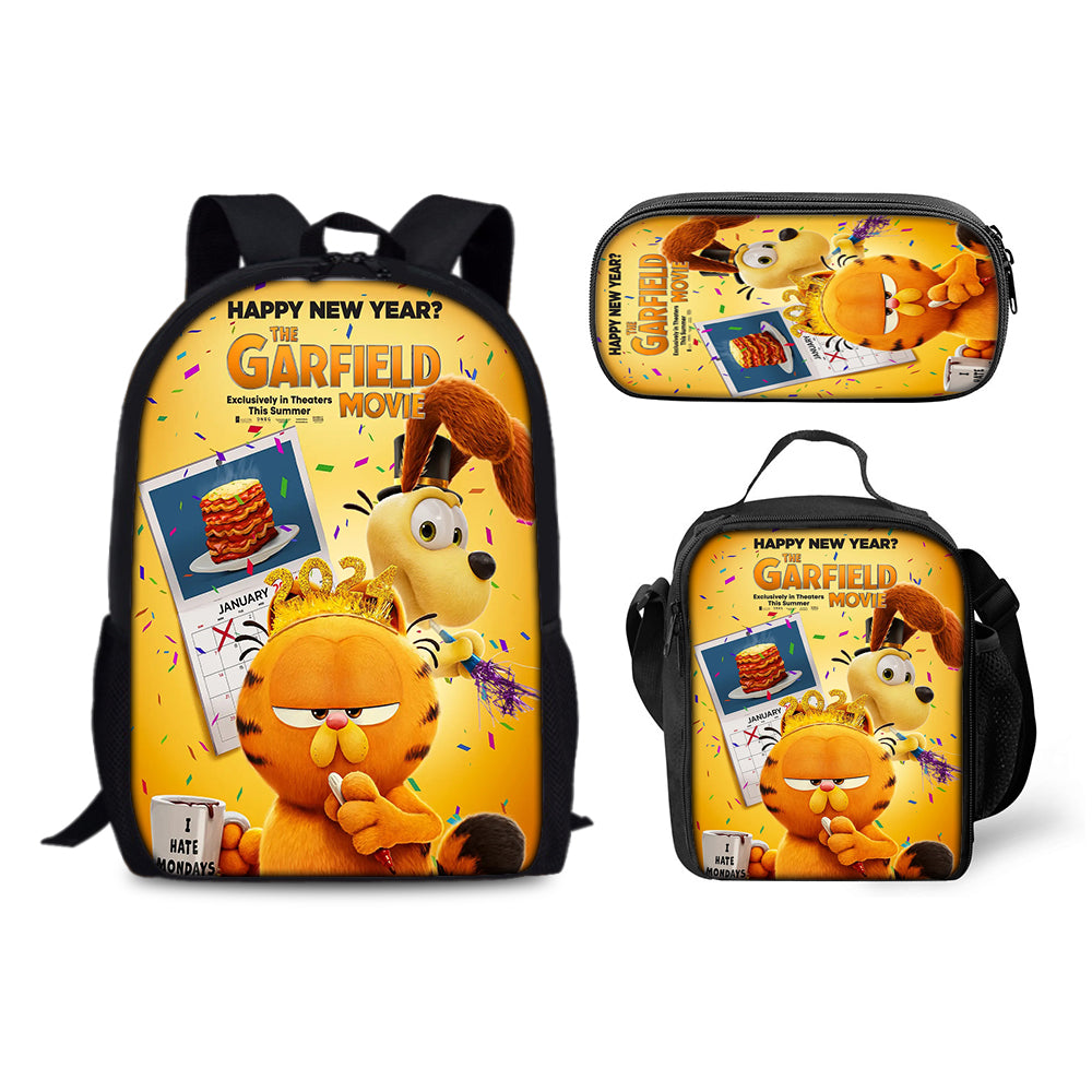 Garfield Backpack Schoolbag Lunch Bag Pencil Bag for Kids Students 3PCS