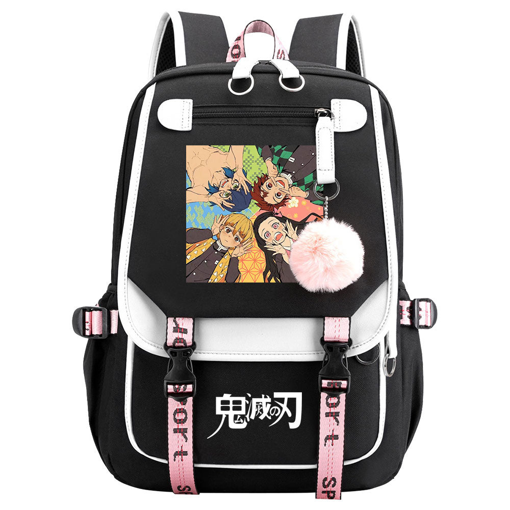 Demon Slayer Waterproof Backpack School Notebook Travel Bag USB Charging