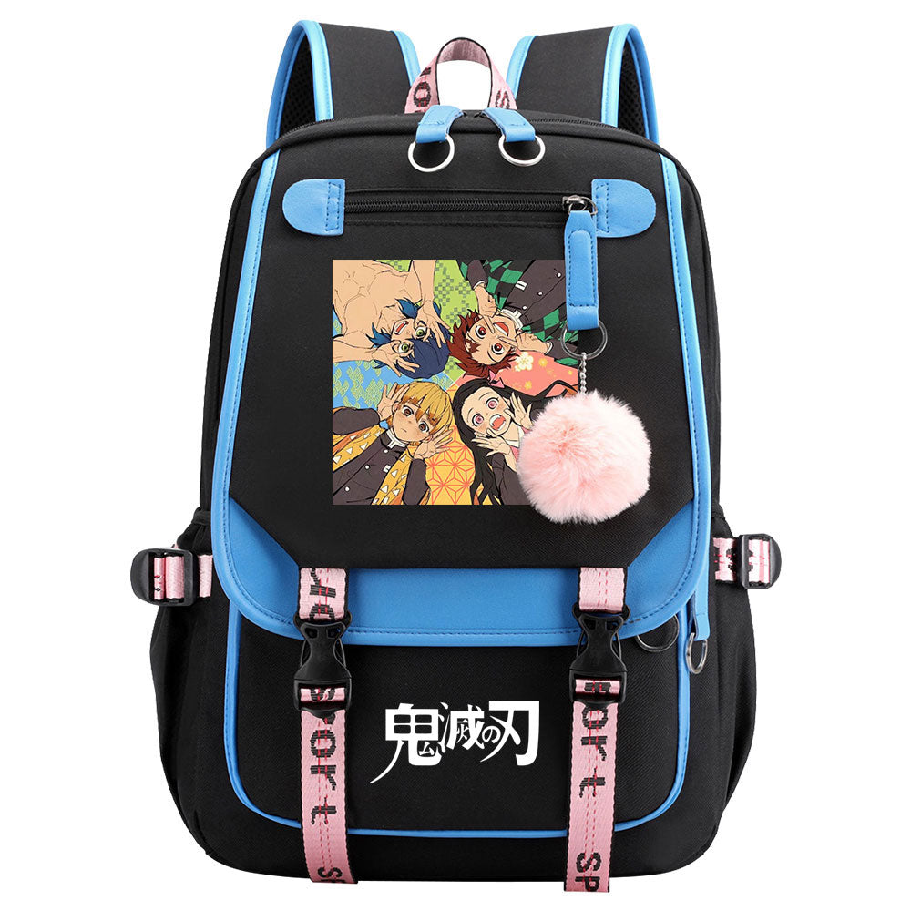 Demon Slayer Waterproof Backpack School Notebook Travel Bag USB Charging