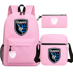 San Jose Earthquakes Soccer Printed Schoolbag Backpack Shoulder Bag Pencil Bag 3pcs set for Kids Students