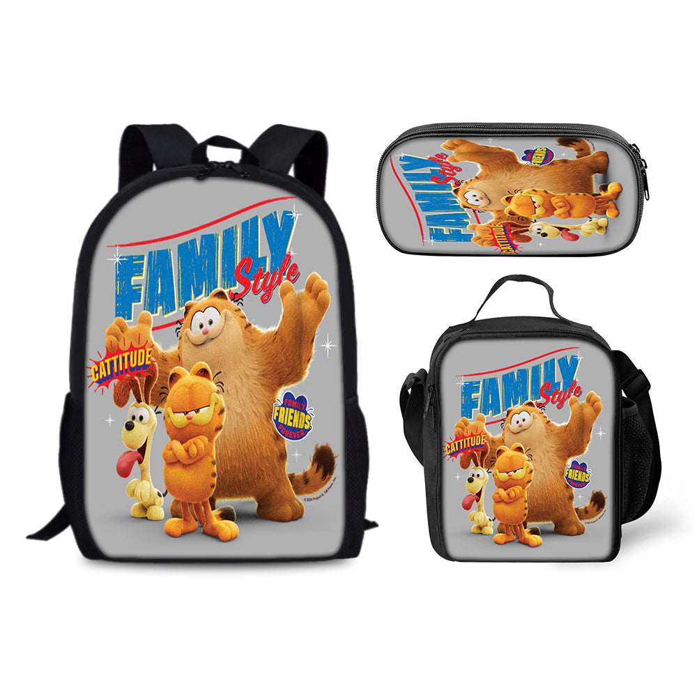 Garfield Backpack Schoolbag Lunch Bag Pencil Bag for Kids Students 3PCS