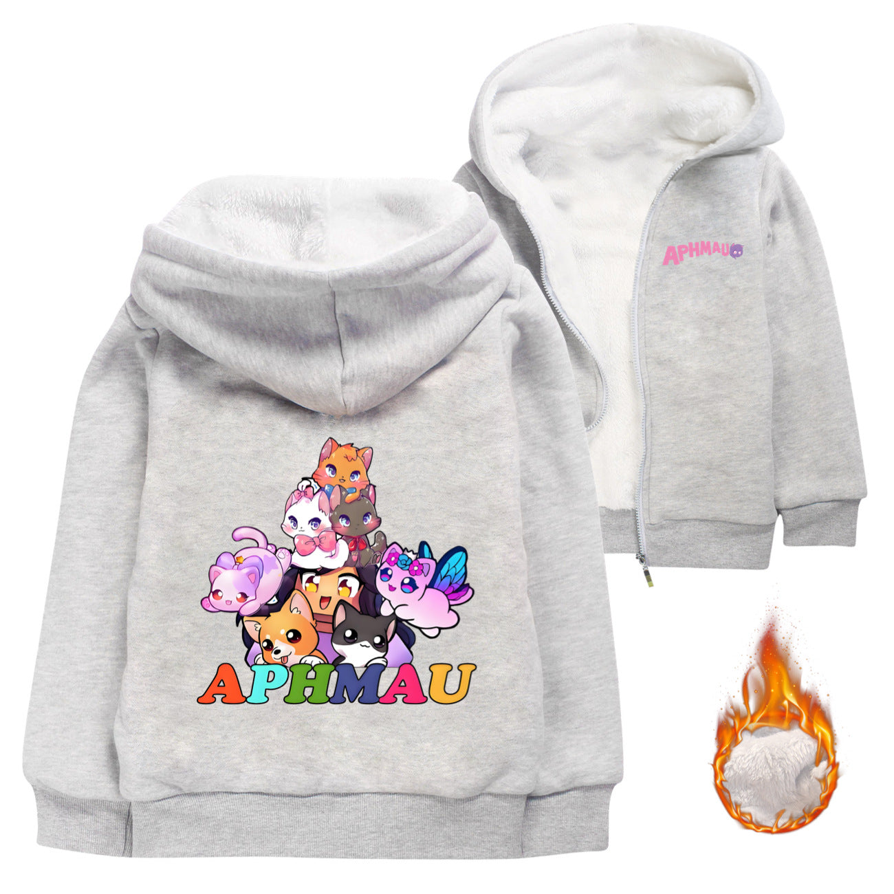 Aphmau Sherpa Lined Hoodie Fleece Sweatshirt Full Zip Hooded Jacket for Kids