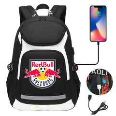 Salzburg Football Club USB Charging Backpack School Notebook Travel Bags