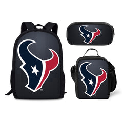 Houston Texans Football Team Backpack Schoolbag Lunch Bag Pencil Bag for Kids Students 3PCS