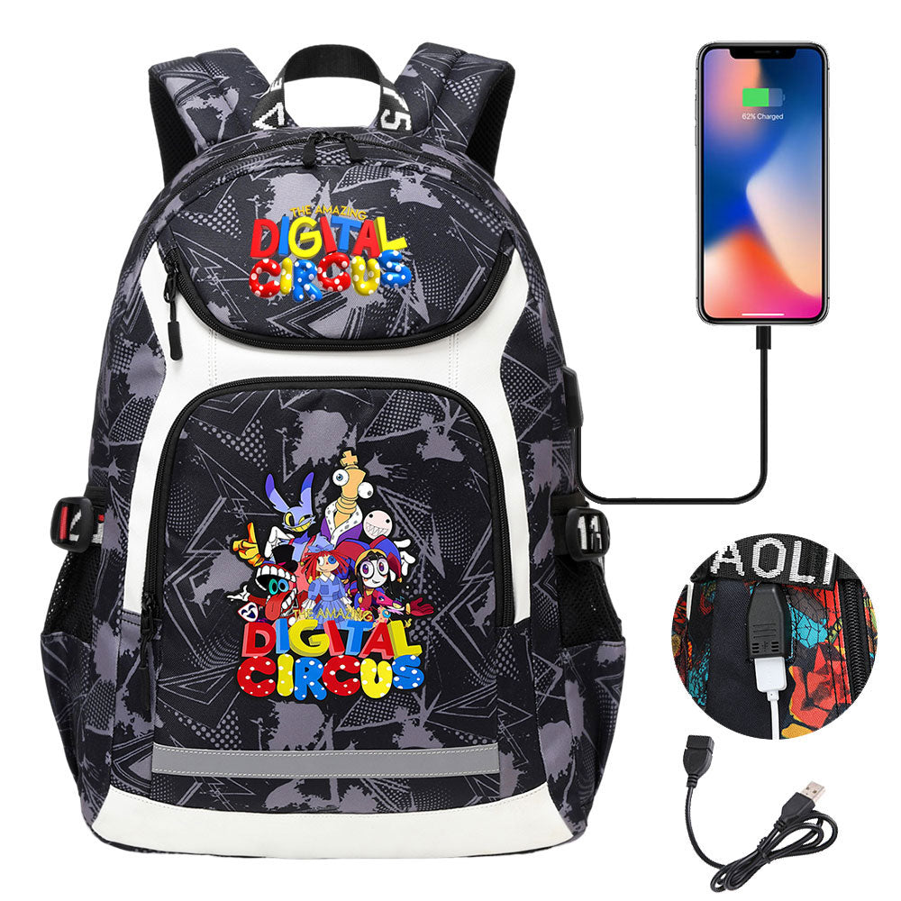 The Amazing Digital Circus USB Charging Backpack School Notebook Travel Bags