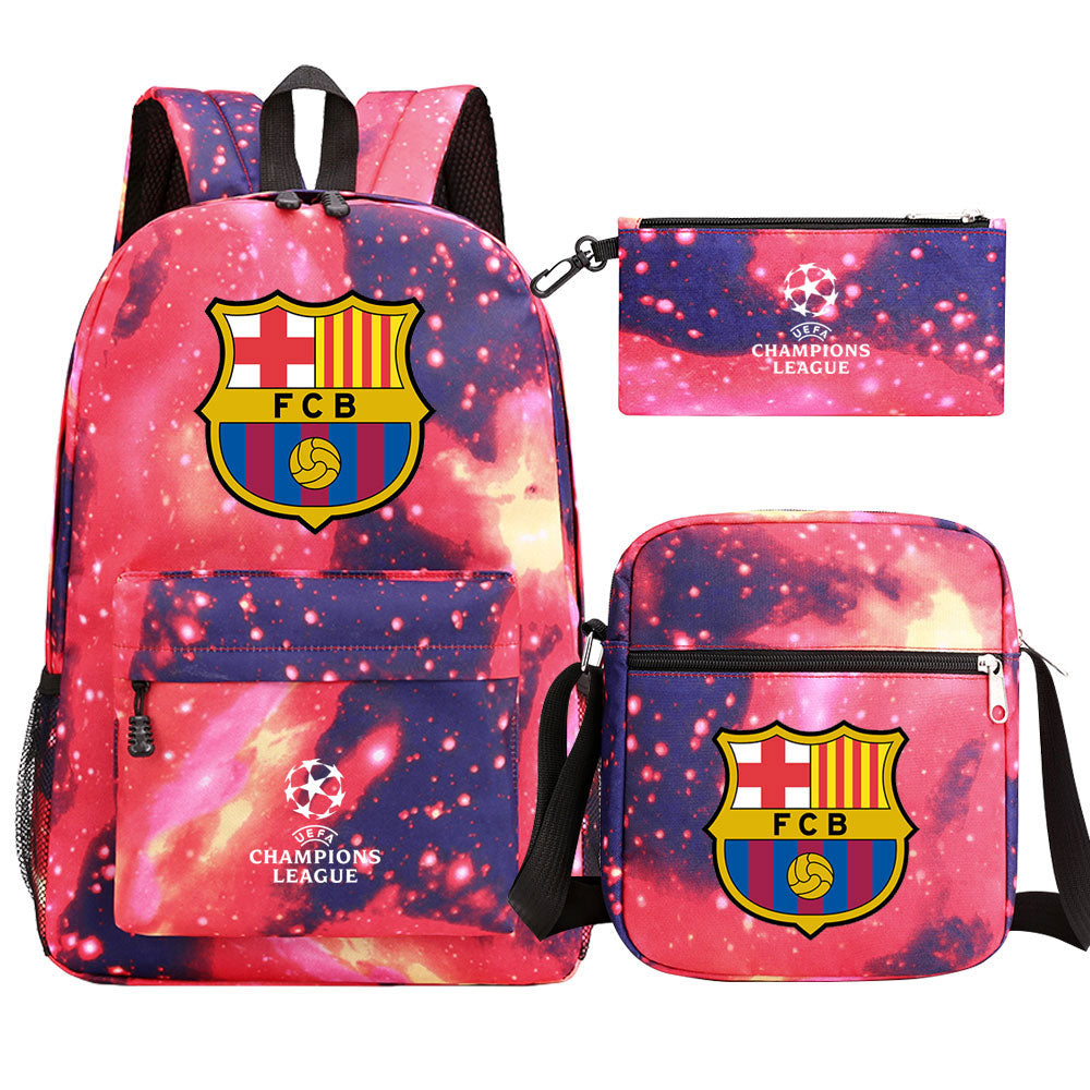 Barcelona Football Club Schoolbag Backpack Shoulder Bag Pencil Bag 3pcs set for Kids Students
