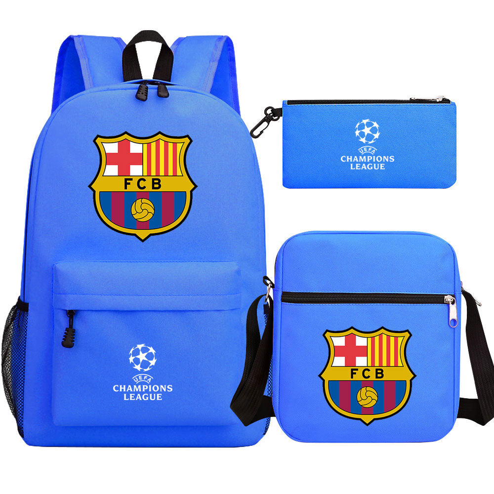 Barcelona Football Club Schoolbag Backpack Shoulder Bag Pencil Bag 3pcs set for Kids Students