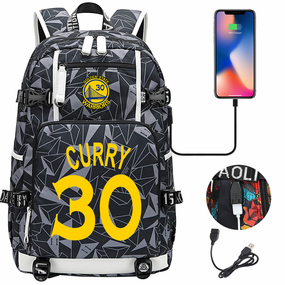 Kobe Black Mamba Curry Bucks USB Charging Backpack School Notebook Travel Bags Basketball Bag