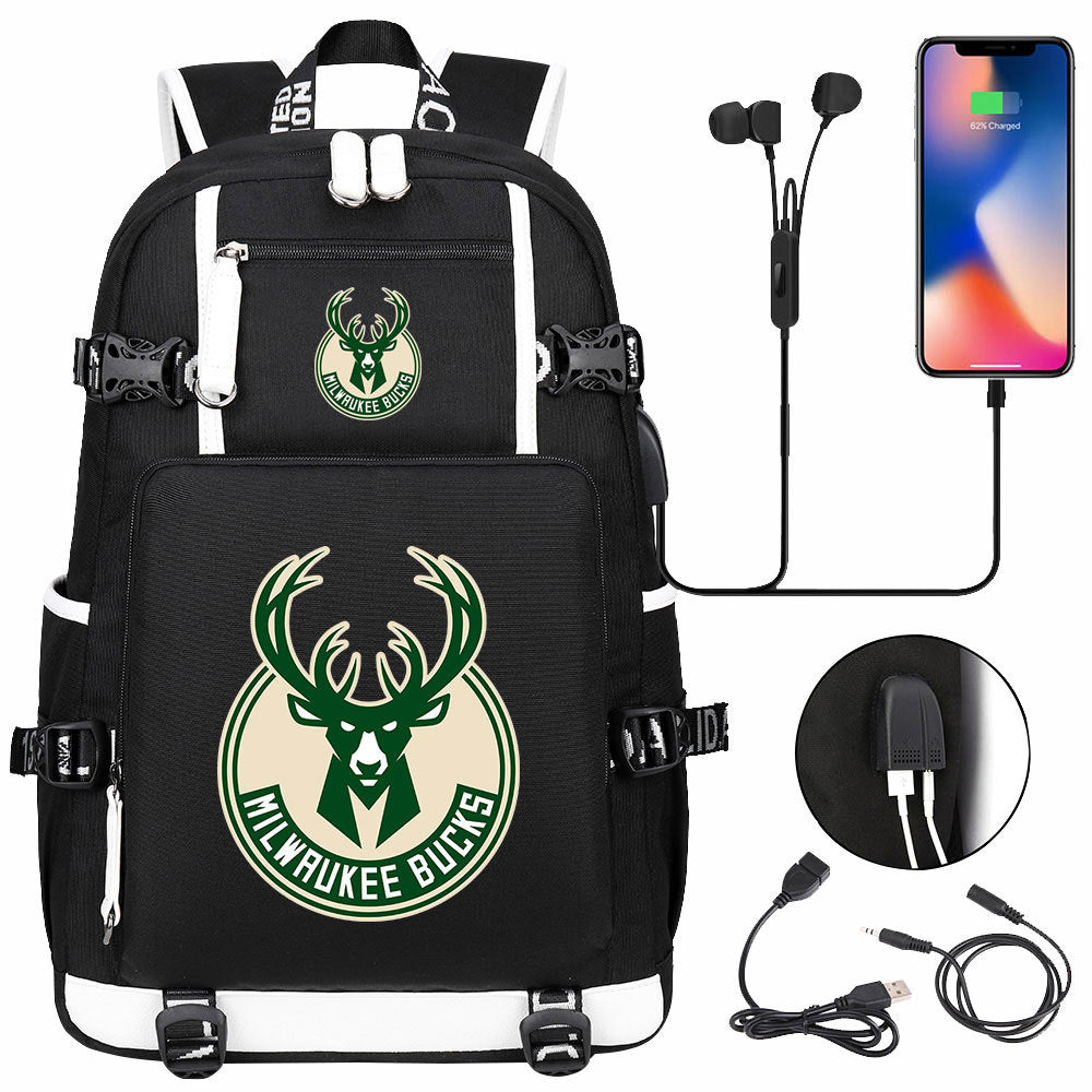 Kobe Black Mamba Curry Bucks USB Charging Backpack School Notebook Travel Bags Basketball Bag