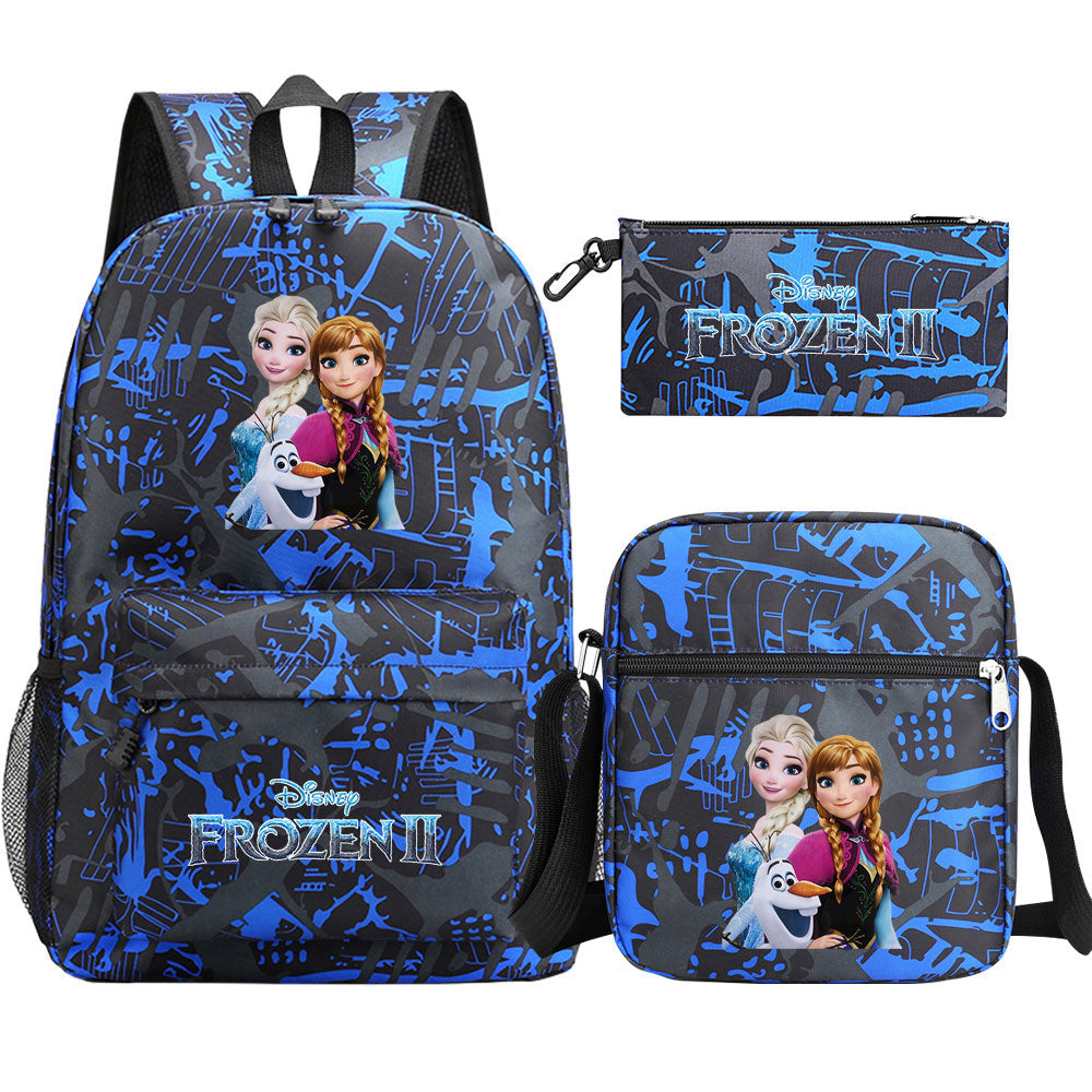 Frozen Elsa Anna Princess  Printed Schoolbag Backpack Shoulder Bag Pencil Bag 3pcs set for Kids Students