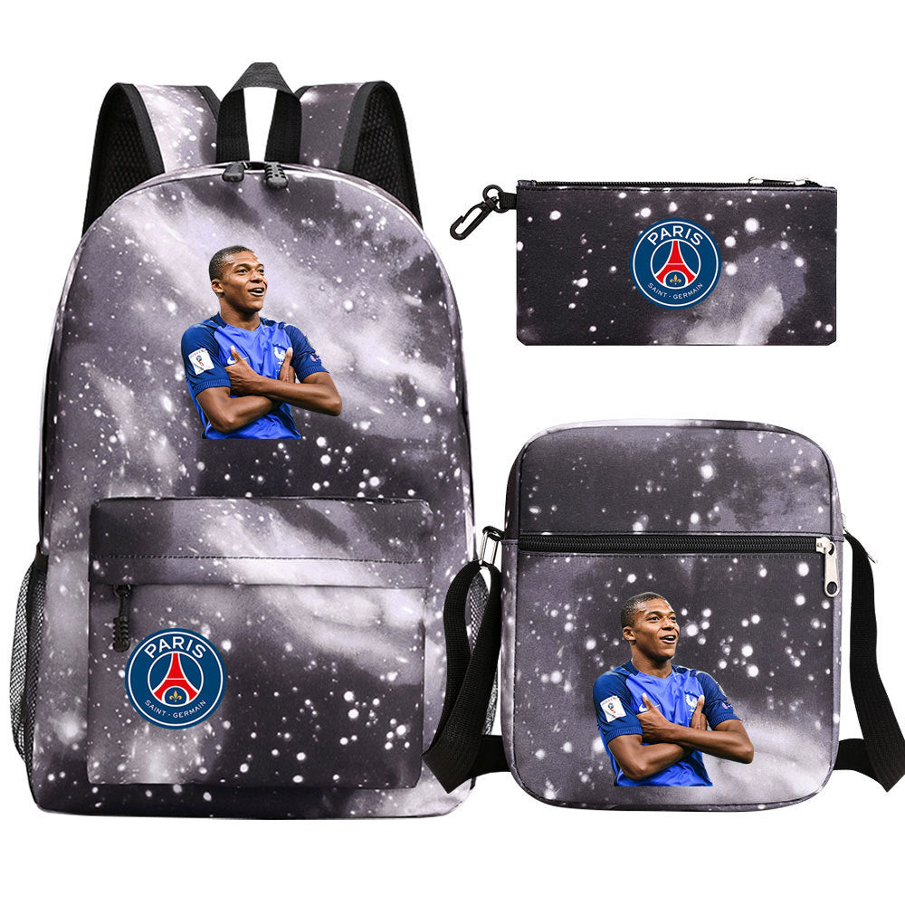 Football Paris Mbappe Schoolbag Backpack Shoulder Bag Pencil Bag Set Gift for Kids Students