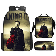 The Walking Dead Full Printed Backpack Schoolbag Travel Notebook Bag Lunch Bag Pencil Bag for Kids Students 3PCS