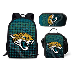 Jacksonville Jaguars Football Team Backpack Schoolbag Lunch Bag Pencil Bag for Kids Students 3PCS