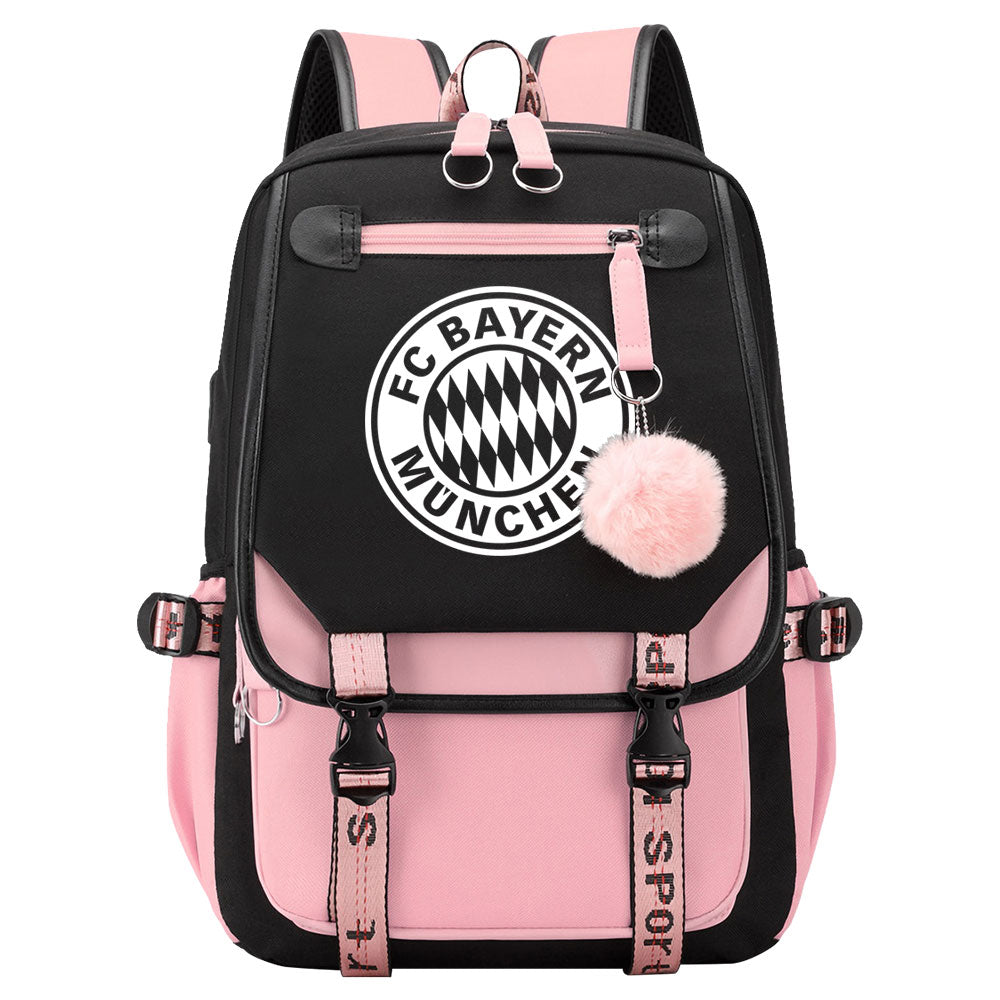 Bayern Munich Football Club Waterproof Backpack School Notebook Travel Bags USB Charging