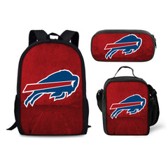 Buffalo Bills Football Team Backpack Schoolbag Lunch Bag Pencil Bag for Kids Students 3PCS