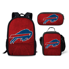 Buffalo Bills Football Team Backpack Schoolbag Lunch Bag Pencil Bag for Kids Students 3PCS