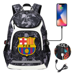 Barcelona Football Club USB Charging Backpack School Notebook Travel Bags