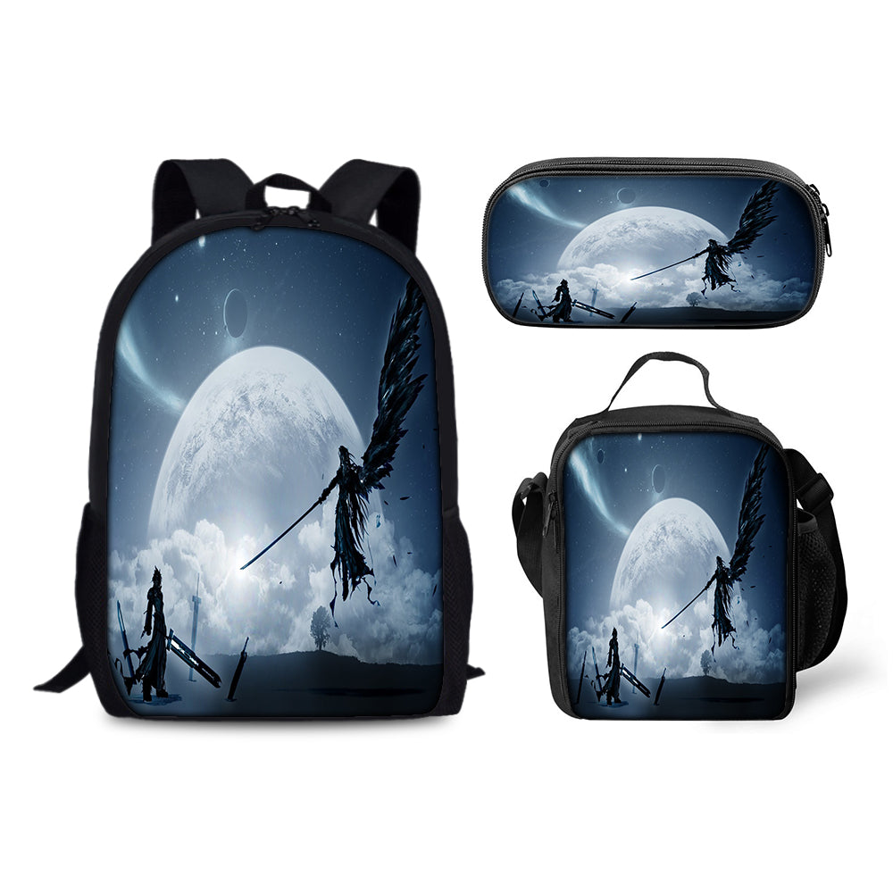 Final Fantasy Backpack Schoolbag Lunch Bag Pencil Bag for Kids Students 3PCS